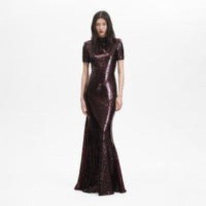 self-portrait Brown Sequin Maxi Dress